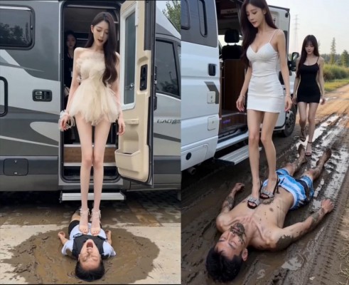 【段子先生】 名模们下车的人肉脚垫 YC-260326-3BP